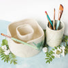 Ceramic Double Well Painter's Pot - Ferns