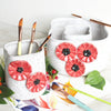 Ceramic Double Well Painter's Pot - Poppies
