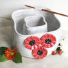 Ceramic Double Well Painter's Pot - Poppies