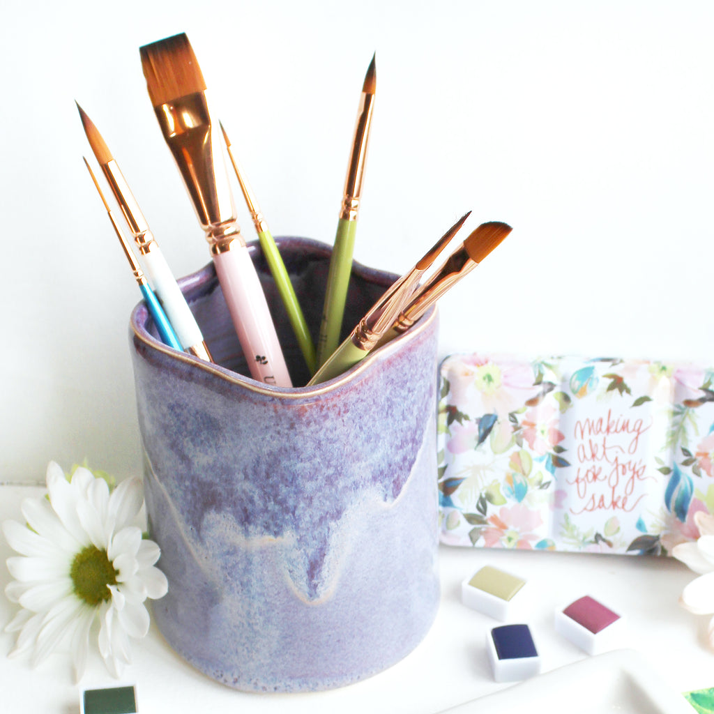 Ceramic Brush Holder - Granulating Purple