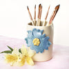 Ceramic Brush Holder - Blue Flower