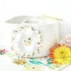 Ceramic Double Well Painter's Pot - Gold & White Flower