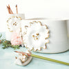 Ceramic Double Well Painter's Pot - Gold & White Flower