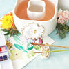 Ceramic Double Well Painter's Pot - Gold & White Flower