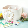 Ceramic Double Well Painter's Pot - Gold & White Flower