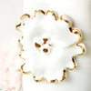 Ceramic Double Well Painter's Pot - Gold & White Flower