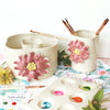 Ceramic Brush Holder - Pink Flower