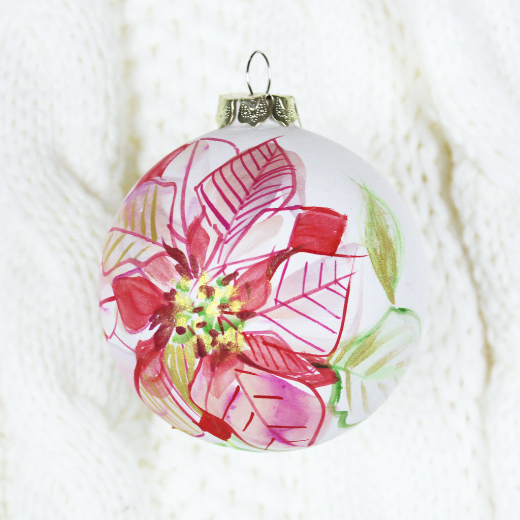 2024 Hand Painted Ornament - Poinsettia