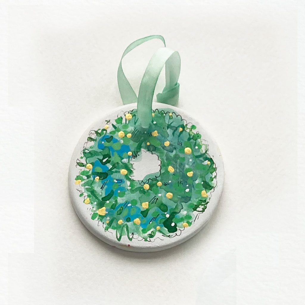 Ceramic Hand Painted Ornament - Wreath 3