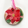 Ceramic Hand Painted Ornament - Poinsettia with Gold