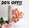 Ceramic Brush Holder - Coral Flowers