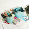 Ceramic Double Well Painter's Pot - Granulating Aqua