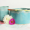 Ceramic Double Well Painter's Pot - Granulating Aqua