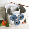 Ceramic Double Well Painter's Pot - Blue Poppies
