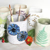 Ceramic Brush Holder - Blue Poppies