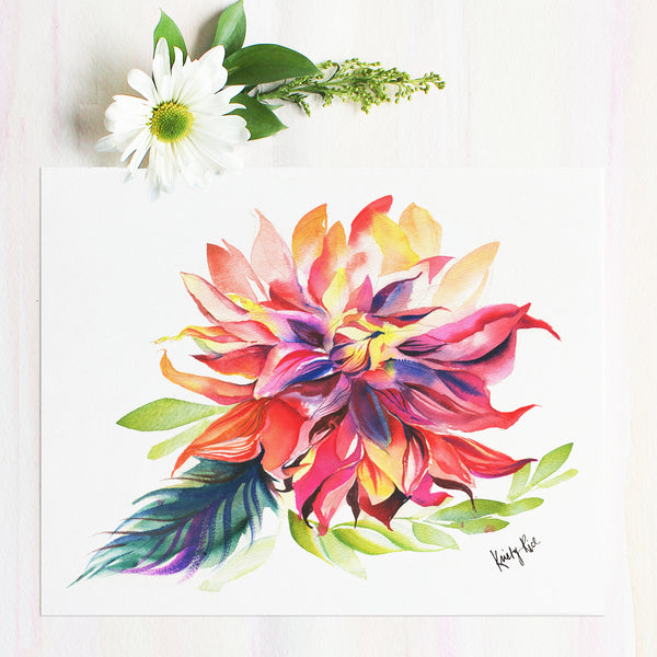 Fine Art Giclee Print - Red Dahlia