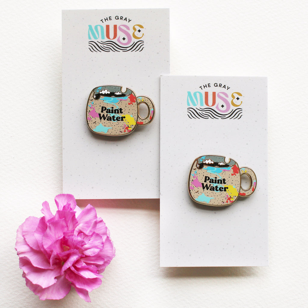 Paint Water Cup Enamel Pin by The Gray Muse