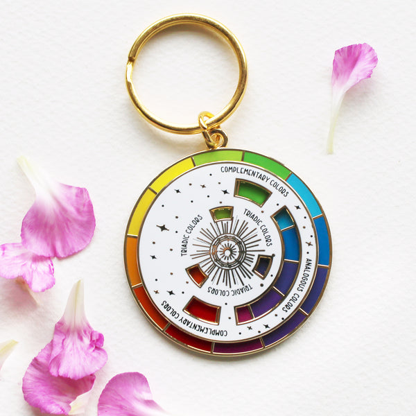 Interactive Color Wheel Keychain (White) by The Gray Muse