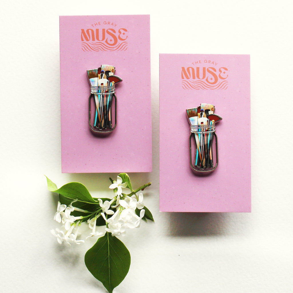 Paint Brushes Enamel Pin by The Gray Muse