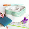 Ceramic Double Well Painter's Pot - Granulating Green