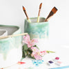 Ceramic Brush Holder - Granulating Green