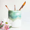 Ceramic Brush Holder - Granulating Green