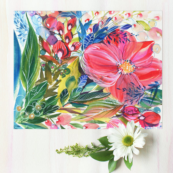 Fine Art Giclee Print - Leafy Fuchsia
