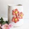 Ceramic Brush Holder - Coral Flowers