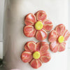 Ceramic Brush Holder - Coral Flowers