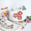 Ceramic Double Well Painter's Pot - Coral Flowers