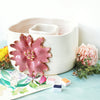 Ceramic Double Well Painter's Pot - Pink & Gold Flower