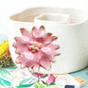 Ceramic Double Well Painter's Pot - Pink & Gold Flower