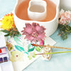 Ceramic Double Well Painter's Pot - Pink & Gold Flower