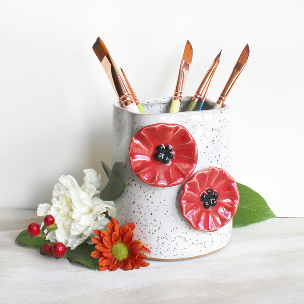 Special Edition Ceramic Brush Holder - Poppies