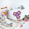 Ceramic Double Well Painter's Pot - Purple Flowers