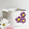 Ceramic Double Well Painter's Pot - Purple Flowers