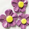 Ceramic Double Well Painter's Pot - Purple Flowers