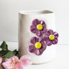 Ceramic Brush Holder - Purple Flowers