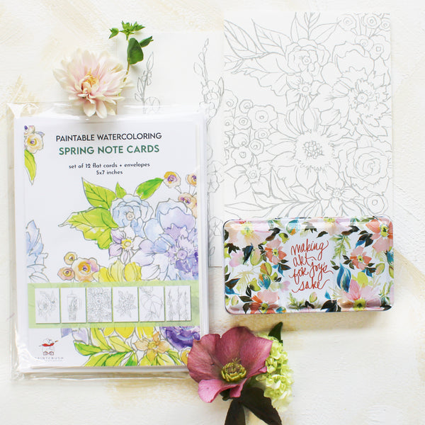 Spring WATERcoloring Notecard Set Bundle