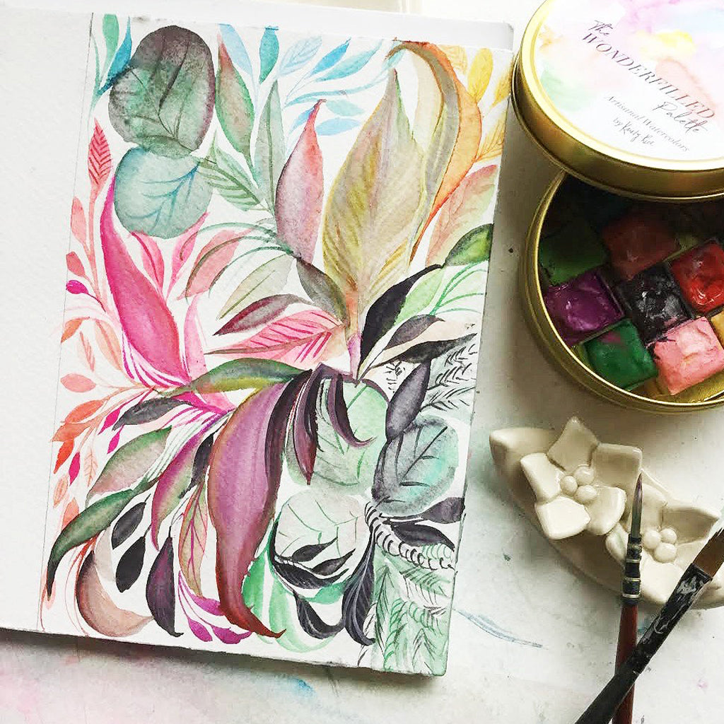 Original Watercolor - Rainbow Leaves