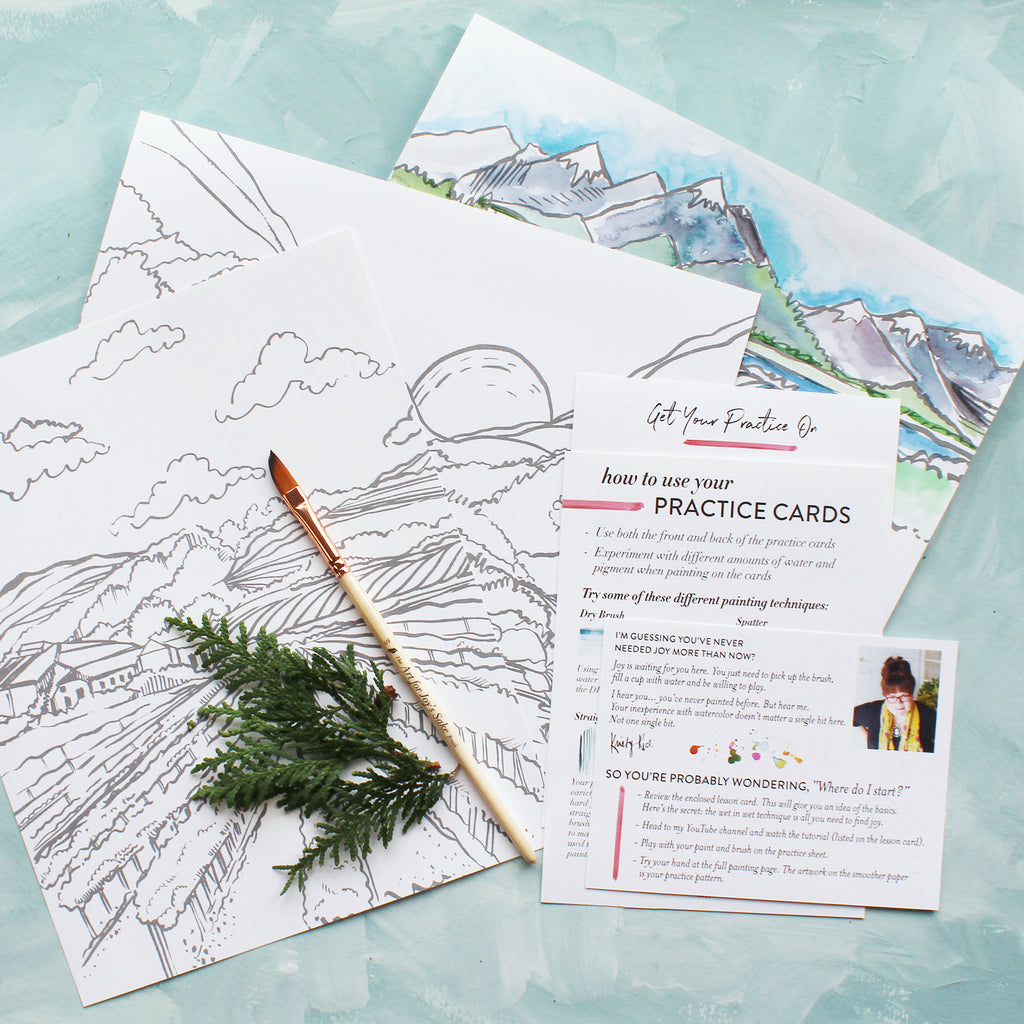 Water Coloring Example Watercoloring Page Set - Landscape (*Pages Only) – KristyRice.com